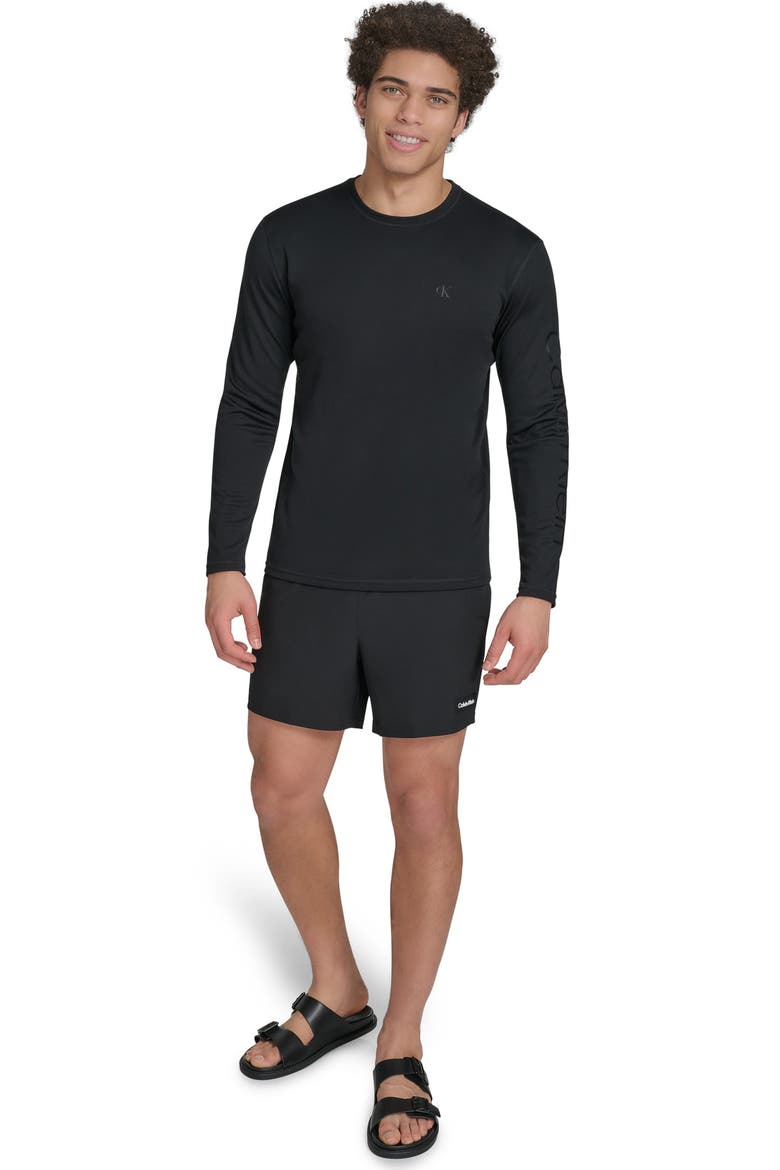 Monogram Logo Long Sleeve Rashguard, Alternate, color, BLACK