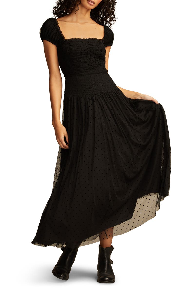 Lucky Brand Flocked Dot Mesh Dress, Main, color, 