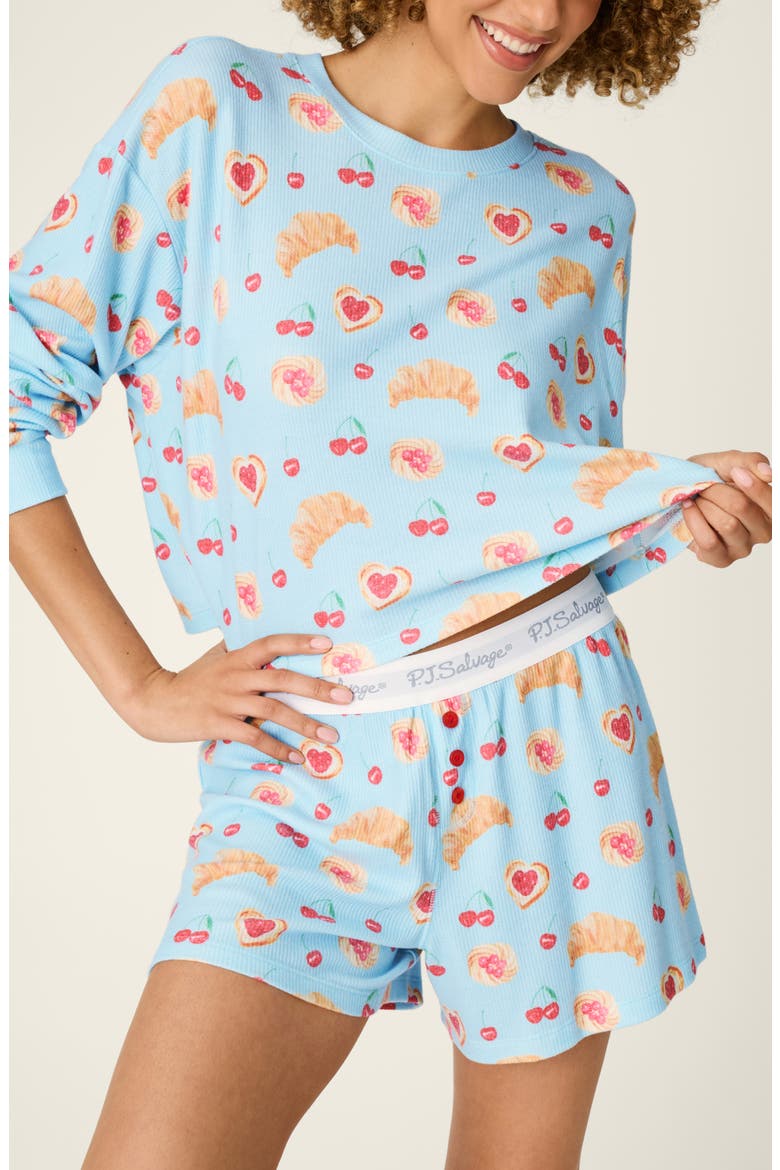 Boyfriend Boxer Pajamas, Alternate, color, CRYSTAL BLUE