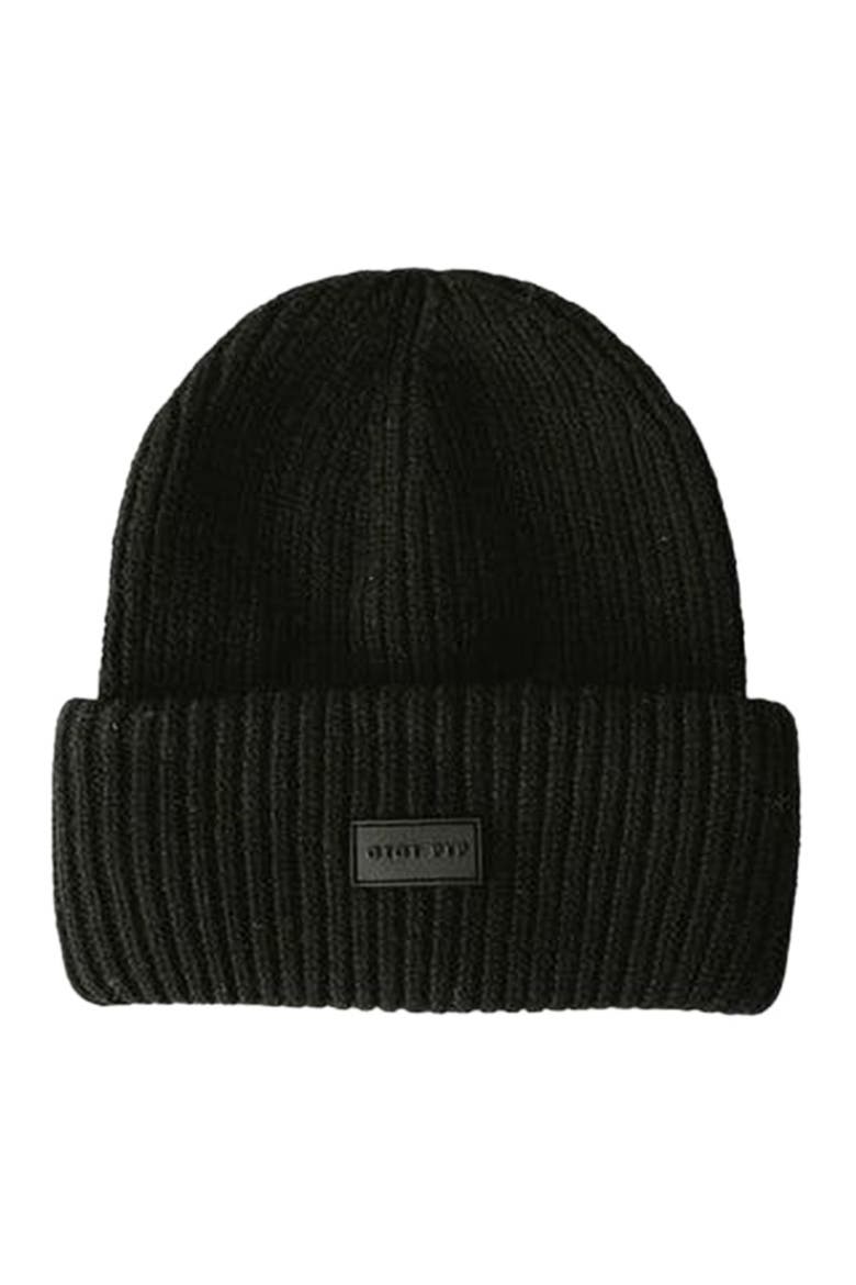 Gigi Merino Wool Chunky Ribbed Beanie, Main, color, Black