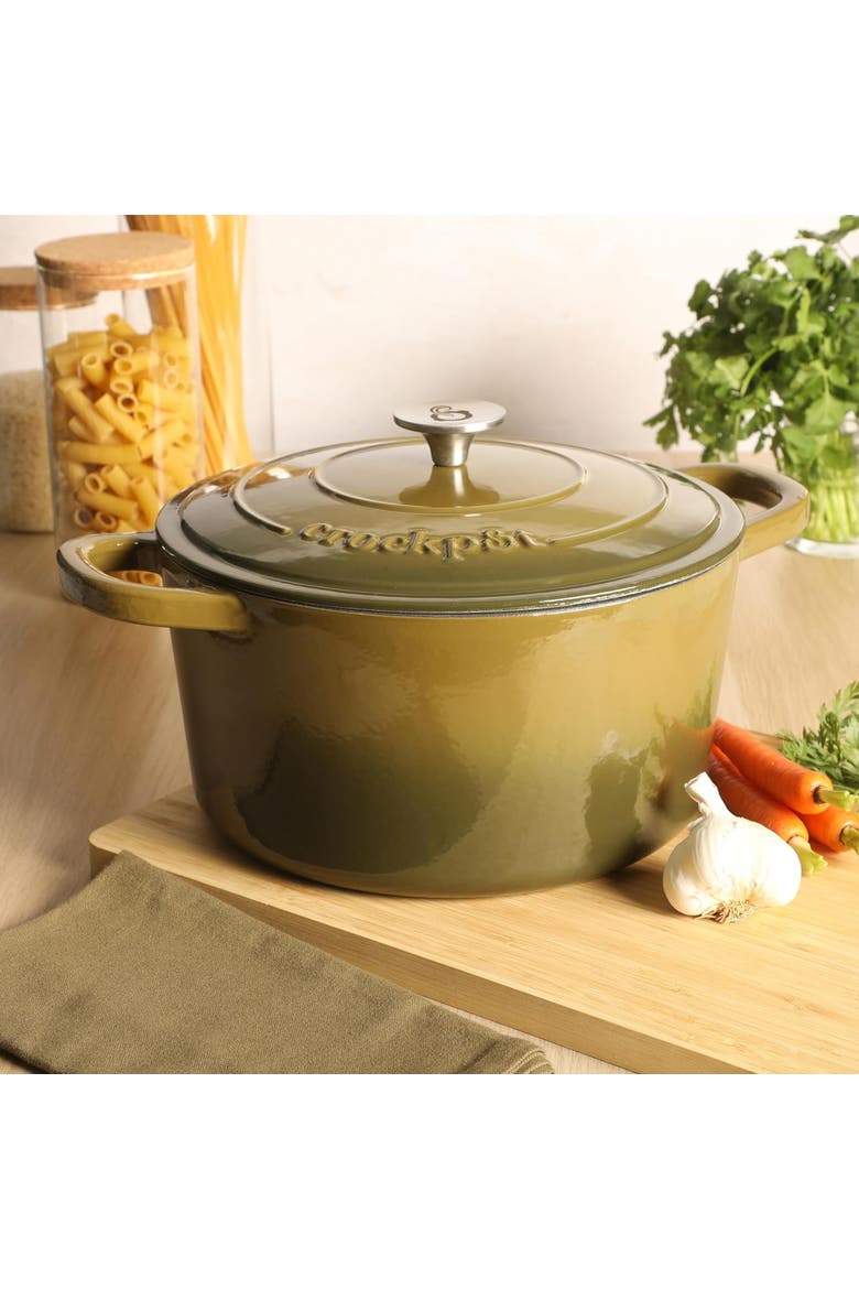 7 Quart Enameled Cast Iron Dutch Oven with Lid in Sage, Alternate, color, Green