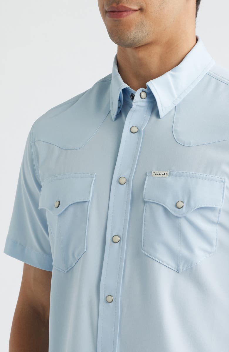 Tecovas Performance Western Short Sleeve Button-Up Shirt, Alternate, color, Sky
