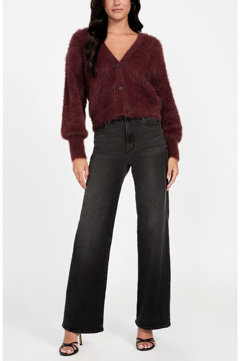Keyla Fuzzy Cardigan, Alternate, color, RUST