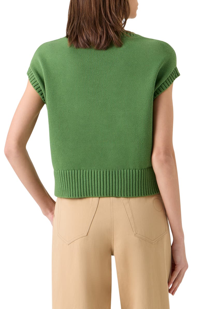 Akris punto Papercut Flower Intarsia Cotton Sweater, Alternate, color, Green Tea-Cream-Olive