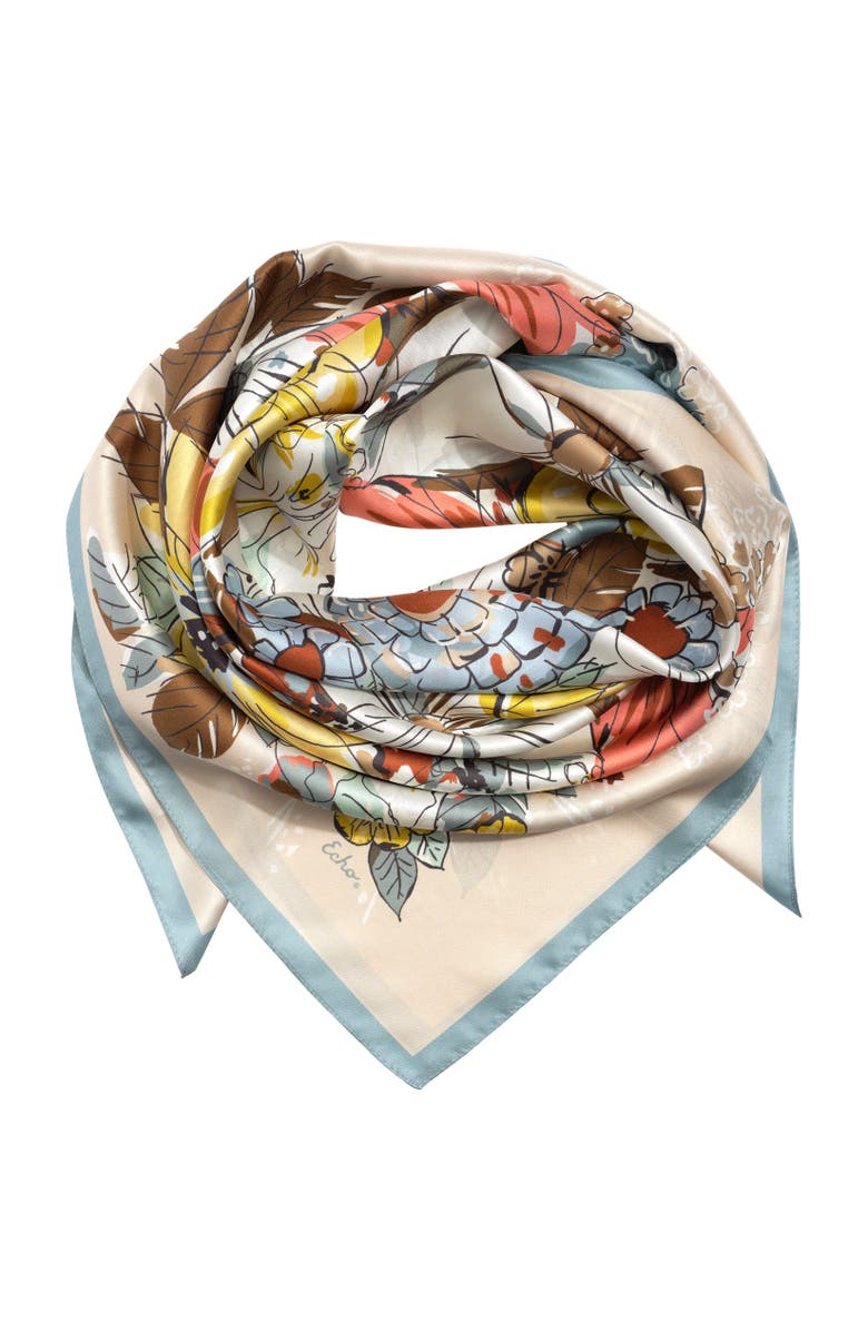 Echo Floral Bouquet Silk Square, Alternate, color, Pebble