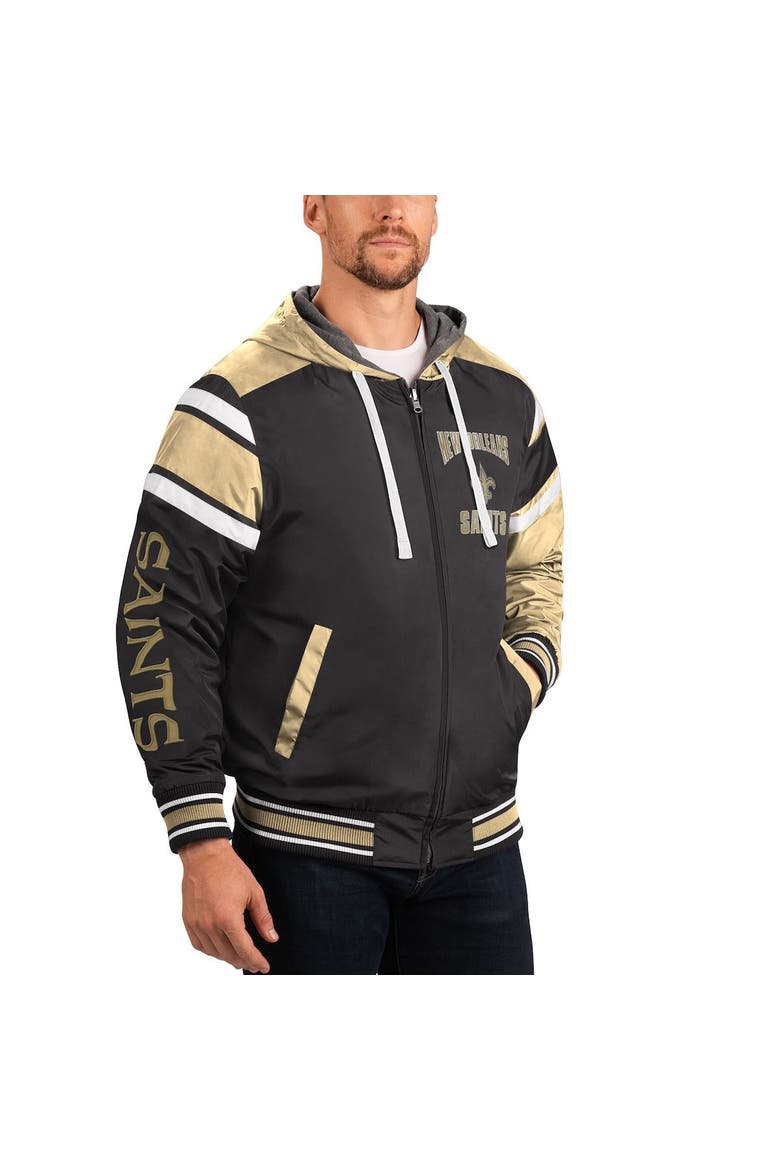 Men's G-III Sports by Carl Banks Gray/Black New Orleans Saints Extreme Full Back Reversible Hoodie Full-Zip Jacket, Alternate, color, Gray