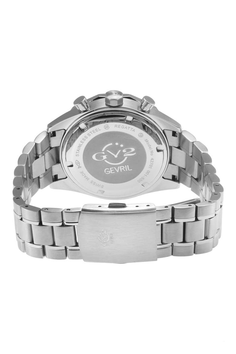 Regatta Stainless Steel Swiss Quartz Bracelet Watch, 42mm, Alternate, color, WHITE/ STAINLESS STEEL