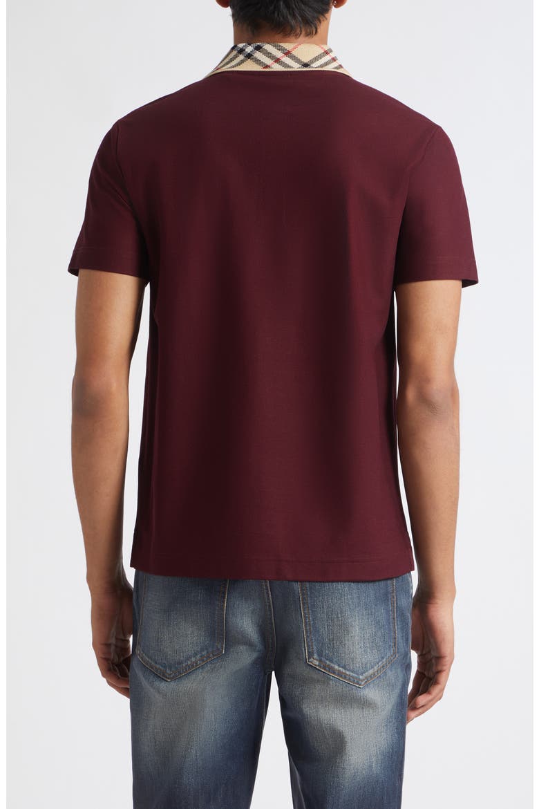 Evan Check Collar Cotton Piqué Polo, Alternate, color, VINEYARD RED