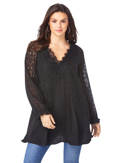 Lace & Georgette Swing Tunic (Plus)