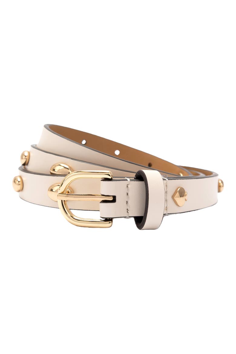 stud leather belt, Main, color, CREAM