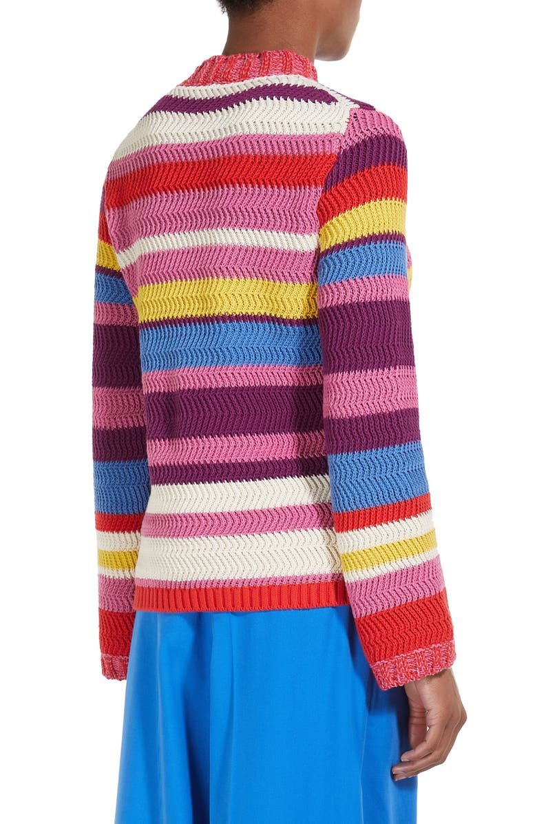 Weekend Max Mara Kabir Multicolor Stripe Cotton Blend Sweater, Alternate, color,