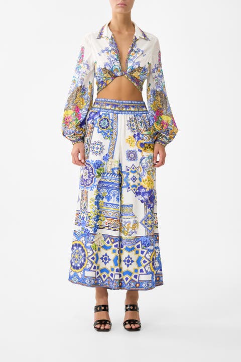 Cropped Wide Leg Panel Pant