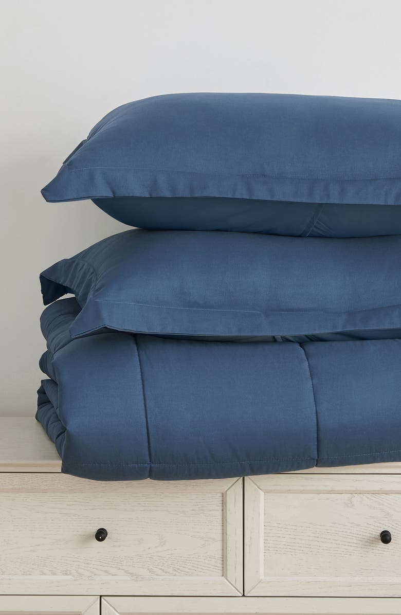 Woven & Weft Solid Comforter Set, Alternate, color, Navy Solid