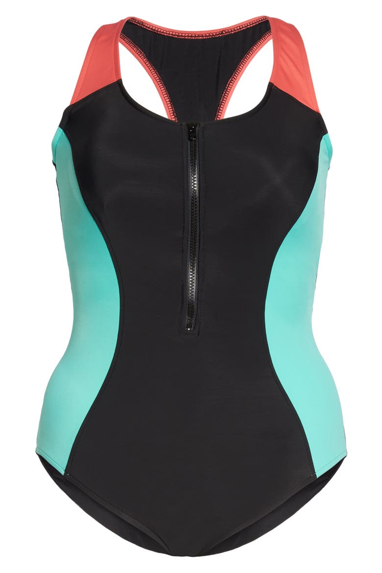 Dive In Nikki One-Piece Swimsuit, Alternate, color, BLACK MULTI