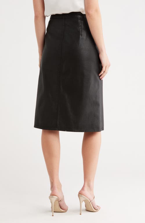 L Agence L'agence Landry Button Front Cotton Midi Skirt In Black