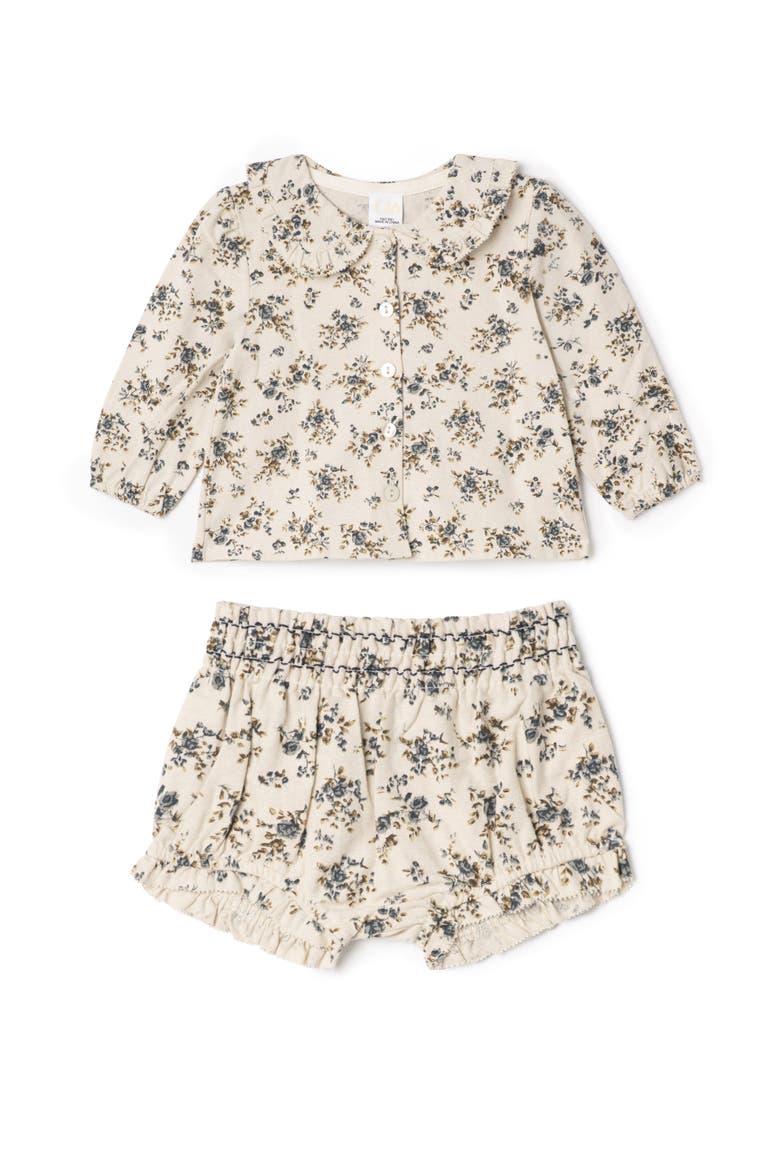 Flower Print Lace Top and Bottom Set, Alternate, color, Grey