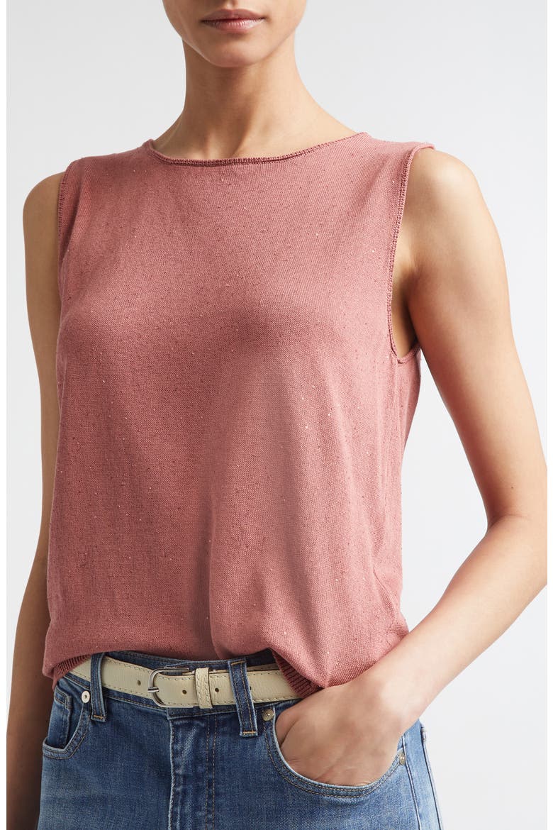 Sequin Embellished Silk & Cotton Sweater Vest, Alternate, color, 174 RASPBERRY