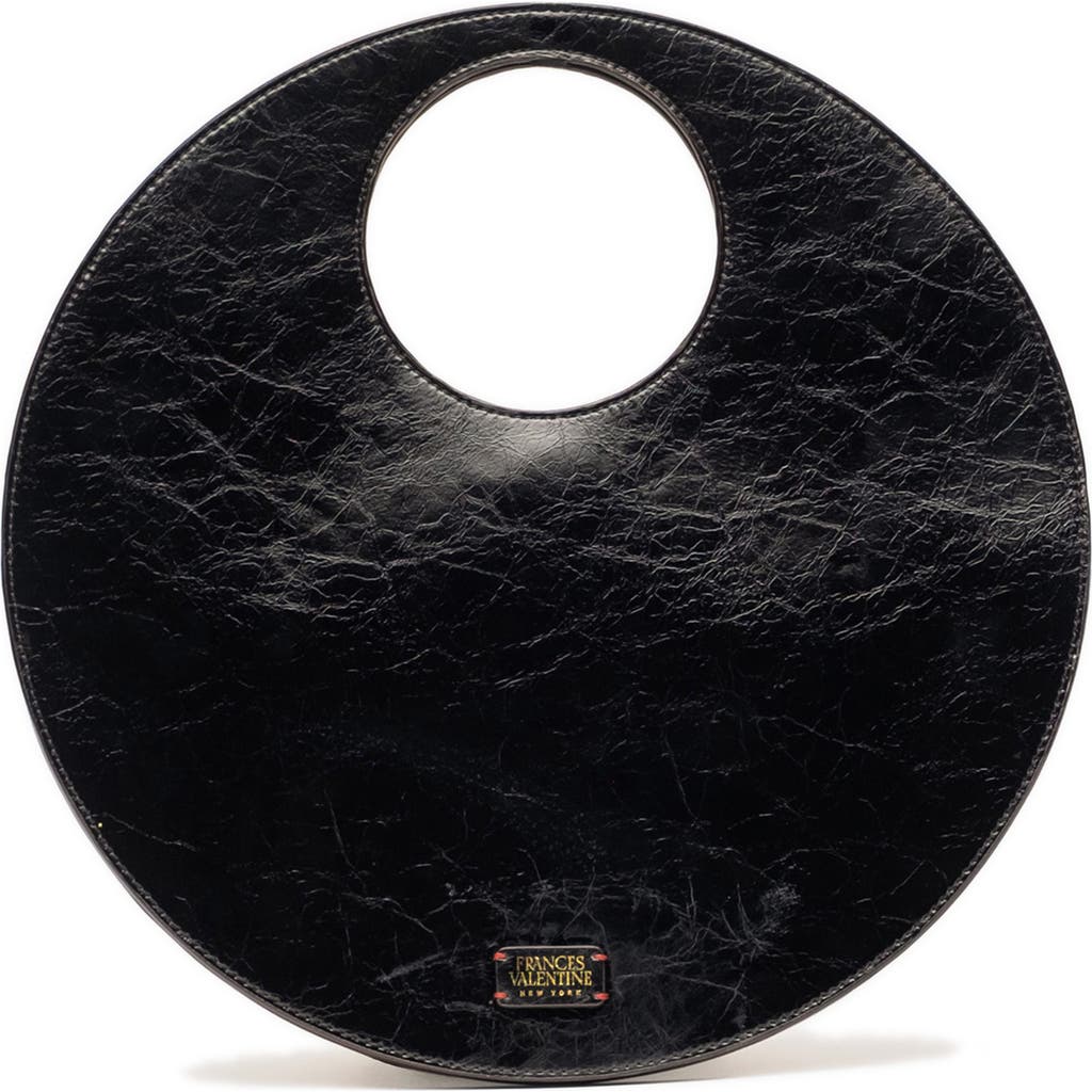 Frances Valentine Juno Round Crinkled Leather Crossbody Bag In Black