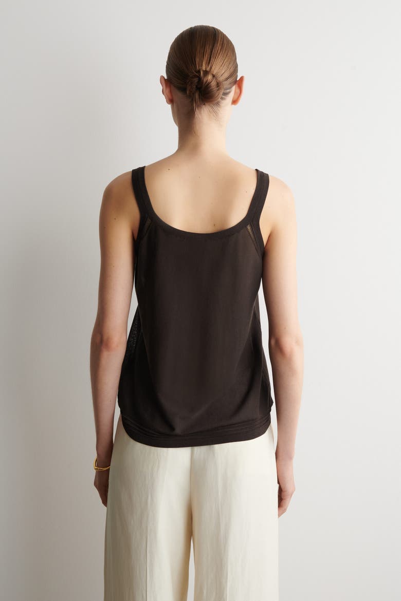 Open-knit Detail Tank Top, Alternate, color, BROWN
