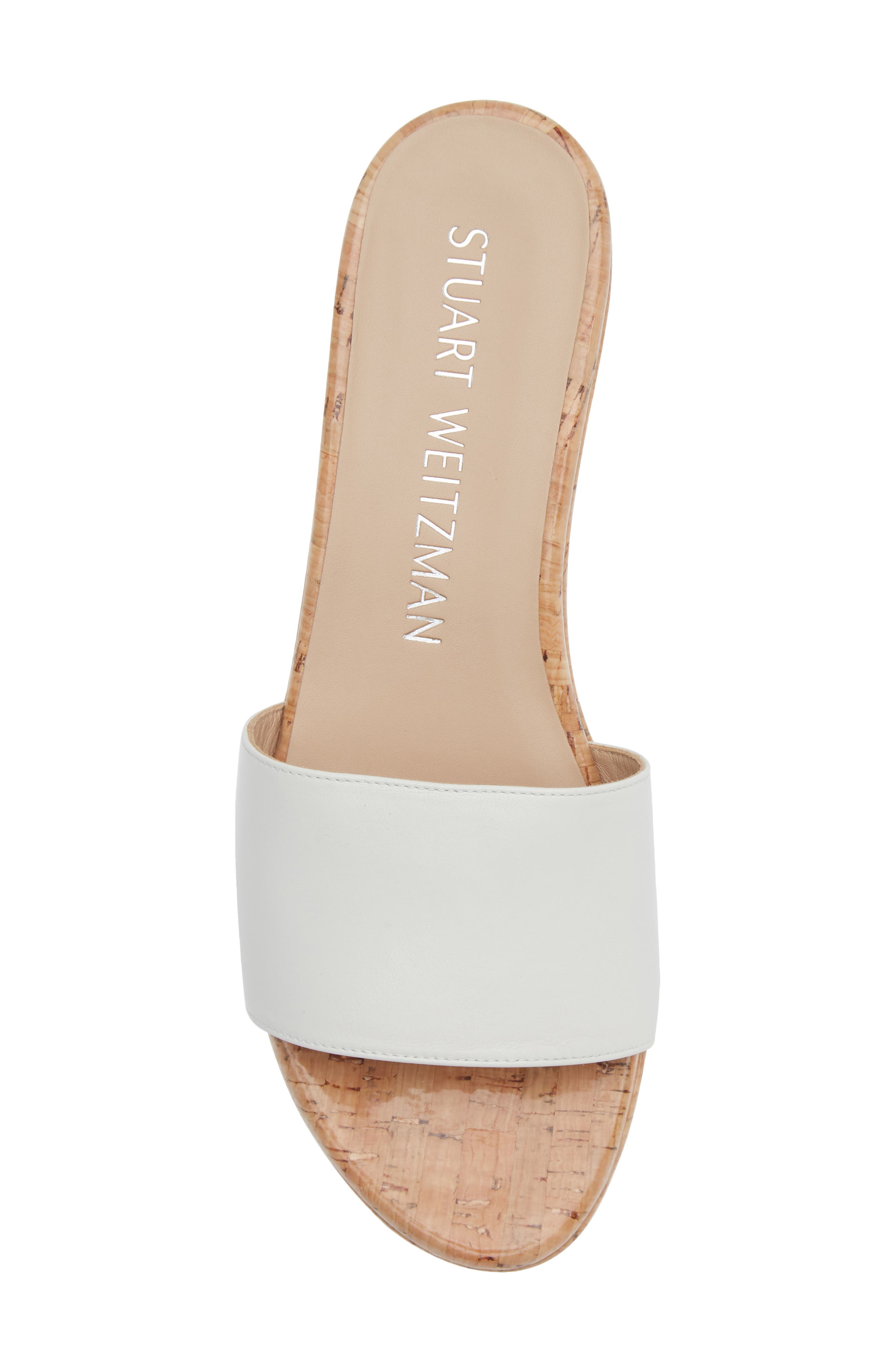 Stuart Weitzman Summer Wedge Sandal, Alternate, color, White.