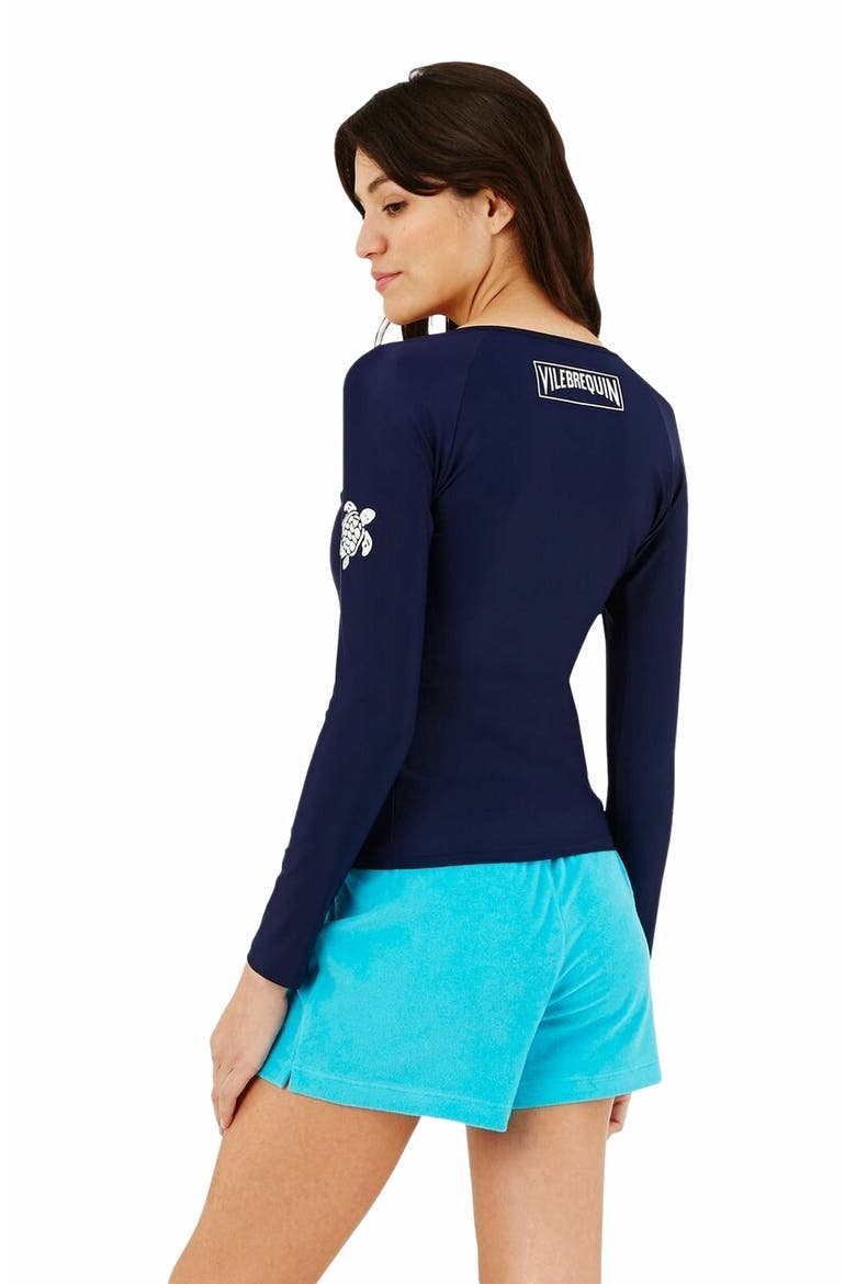 Women's Solid Zipper Rashguard, Alternate, color, BLEU MARINE