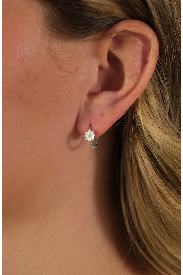 Stella Flower Hoop Earrings, Alternate, color, SILVER