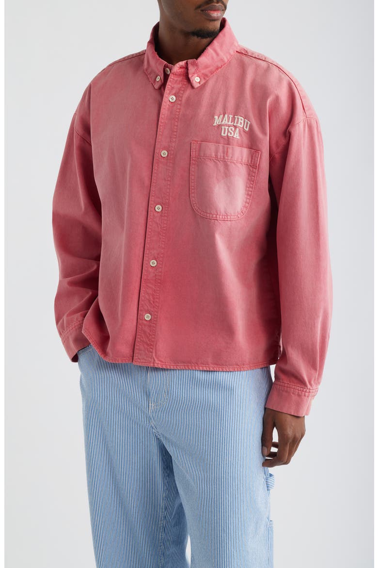 Malibu Cotton Twill Button Up Shirt, Main, color, RED