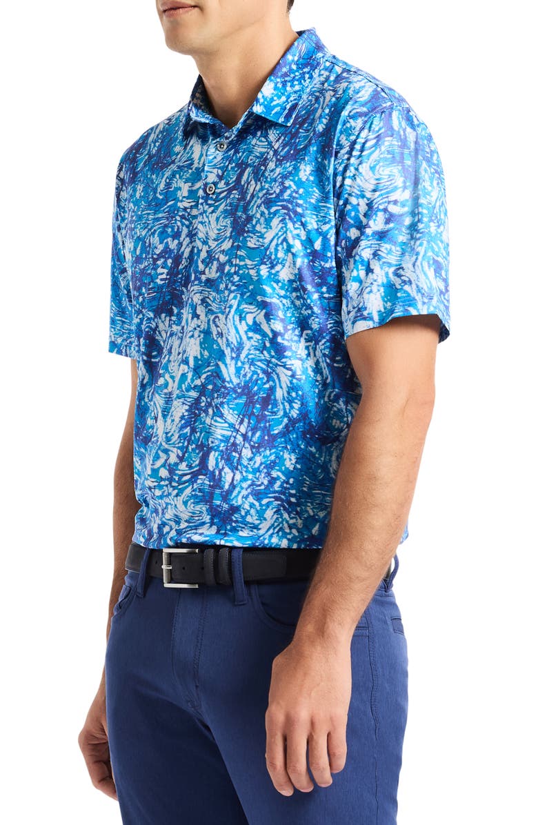 Robert Graham Wilbur Wavy Print Polo, Alternate, color, Teal