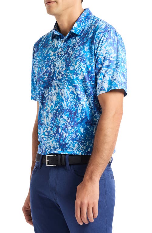 Robert Graham Wilbur Wavy Print Polo In Blue