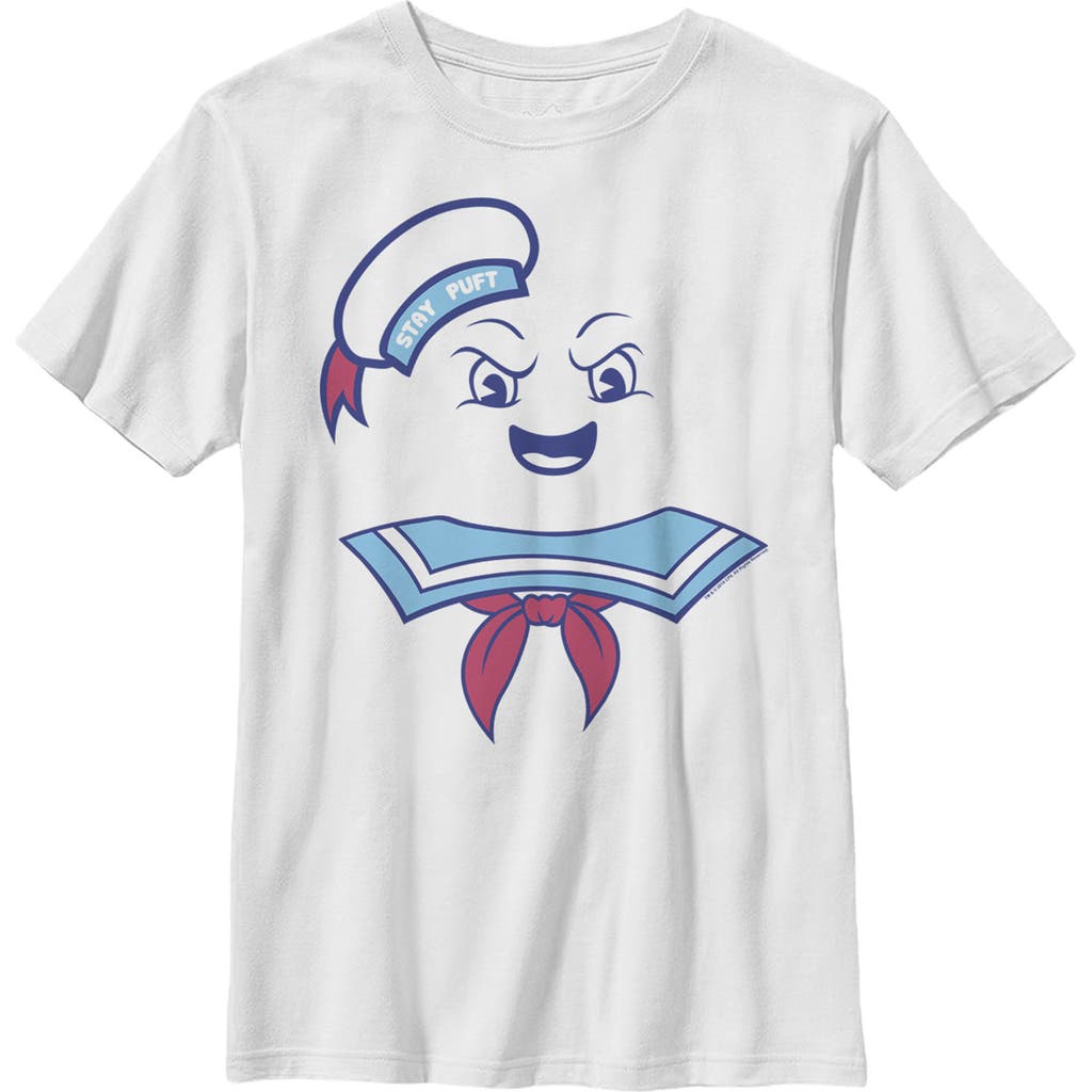 Boy's Ghostbusters Stay Puft Marshmallow Man Face  Graphic T-Shirt in White  product