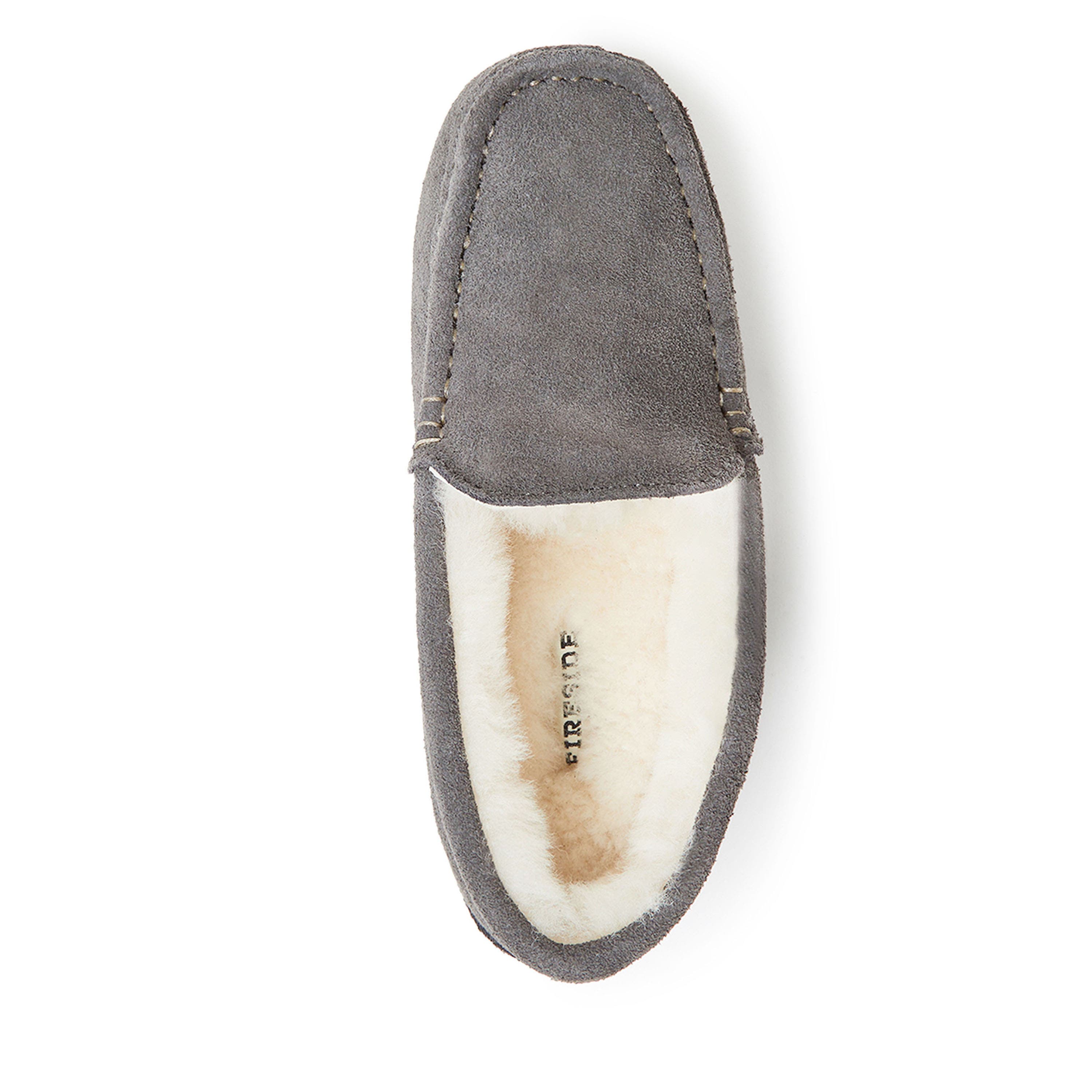 DEARFOAMS Fireside Mel Genuine Shearling Moccasin Slipper, Alternate, color, Grey