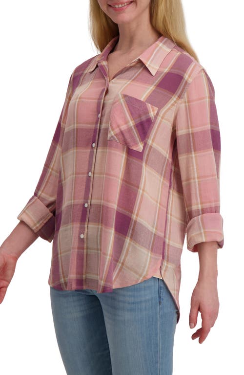 Lucky Brand Plaid Button-up Shirt In Pink