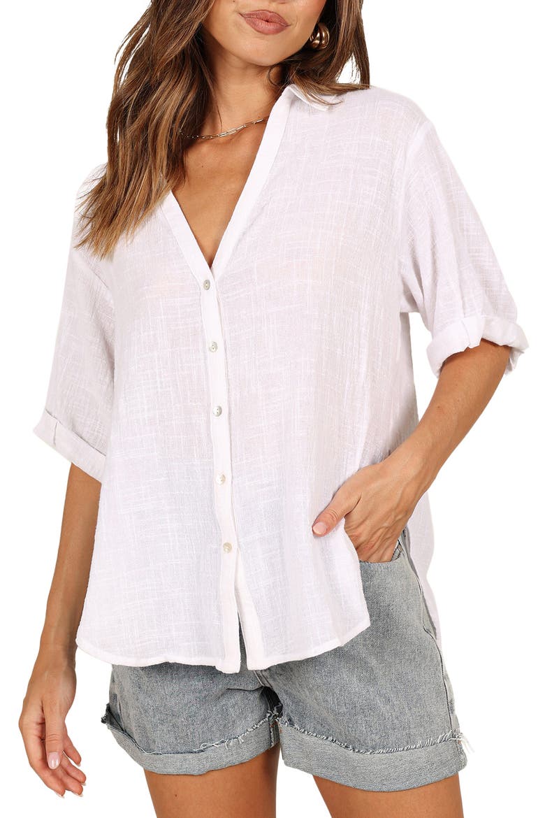 Dion Linen Shirt, Main, color, WHITE
