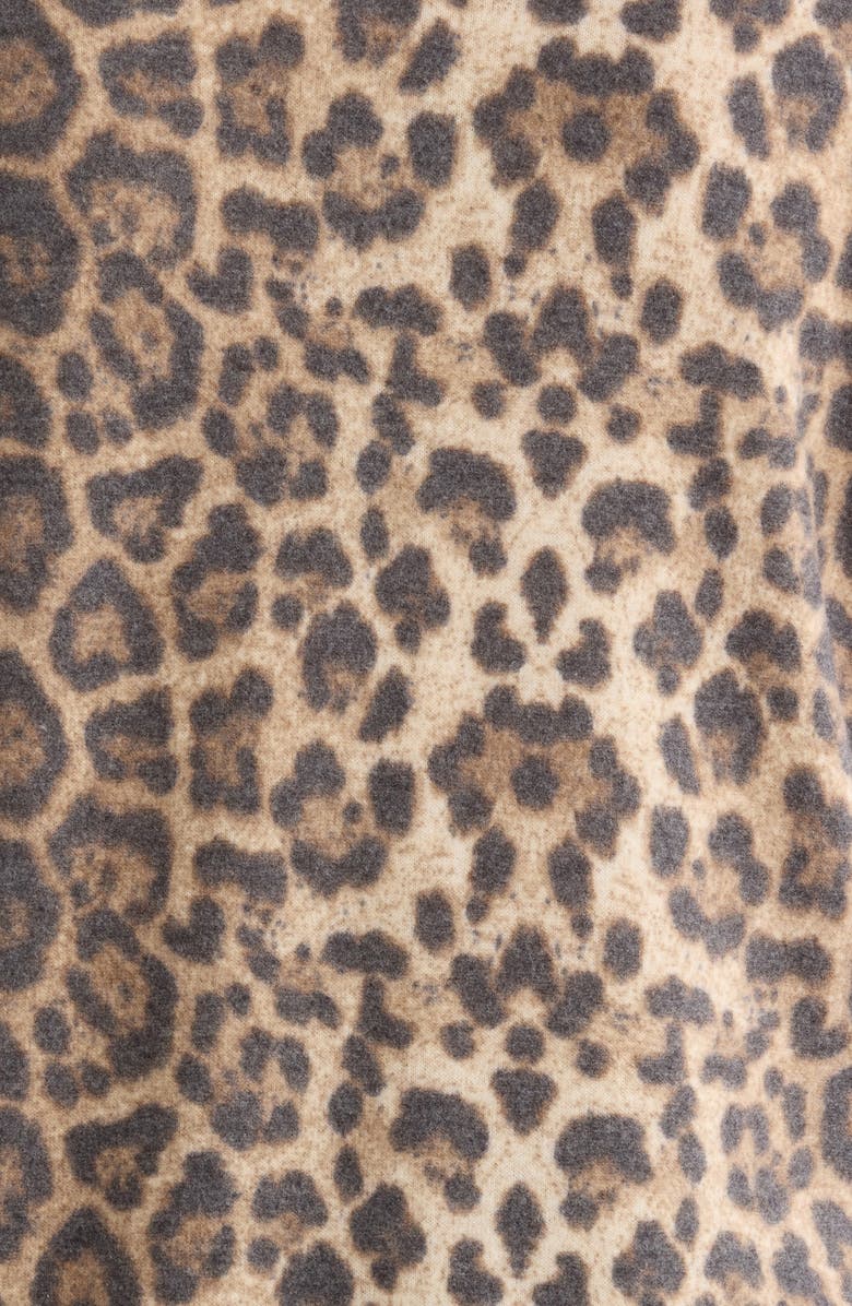 Loveappella Leopard Print Hacci Knit Cowl Neck Tunic, Alternate, color, Taupe/ Brown