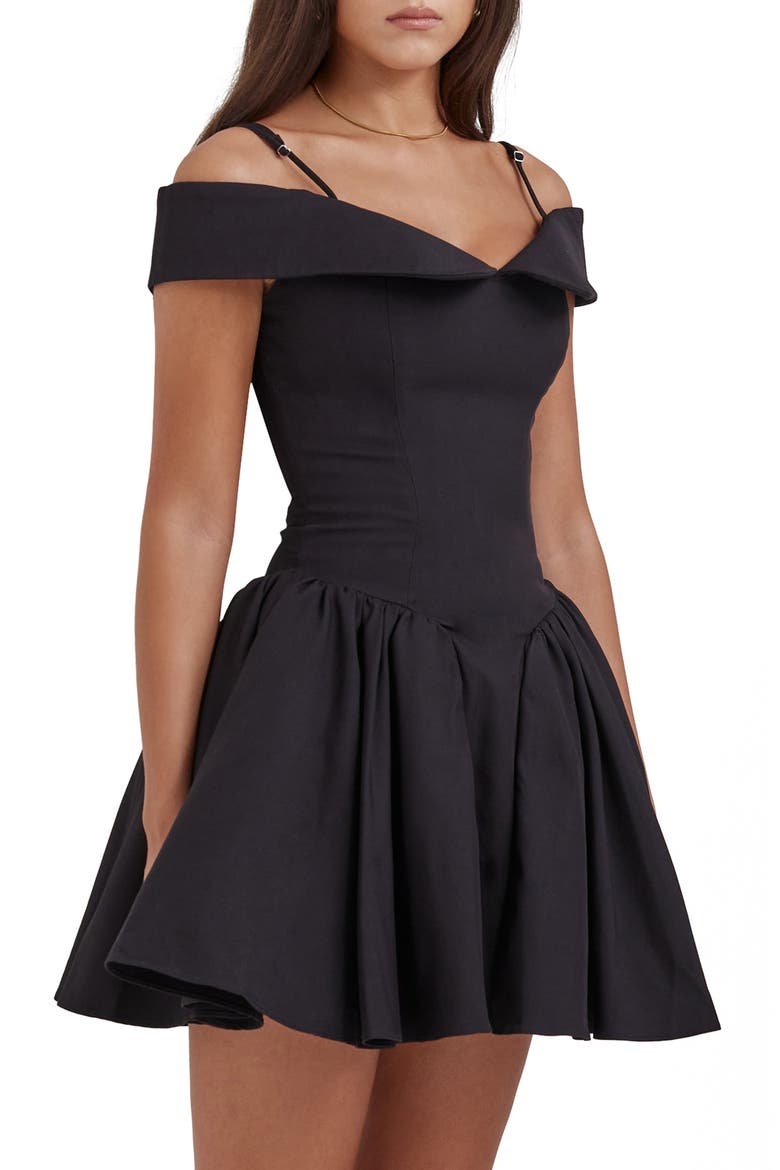 Elida Off the Shoulder Minidress, Alternate, color, BLACK