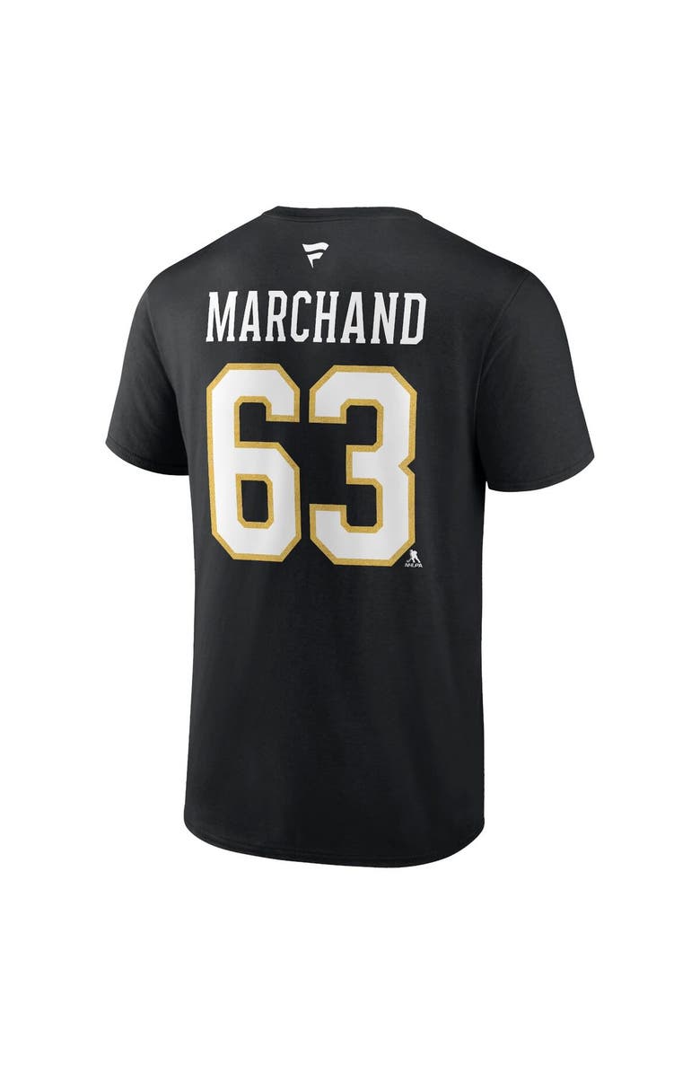 FANATICS Men's Fanatics Branded Brad Marchand Black Boston Bruins Authentic Stack Name & Number T-Shirt, Alternate, color,