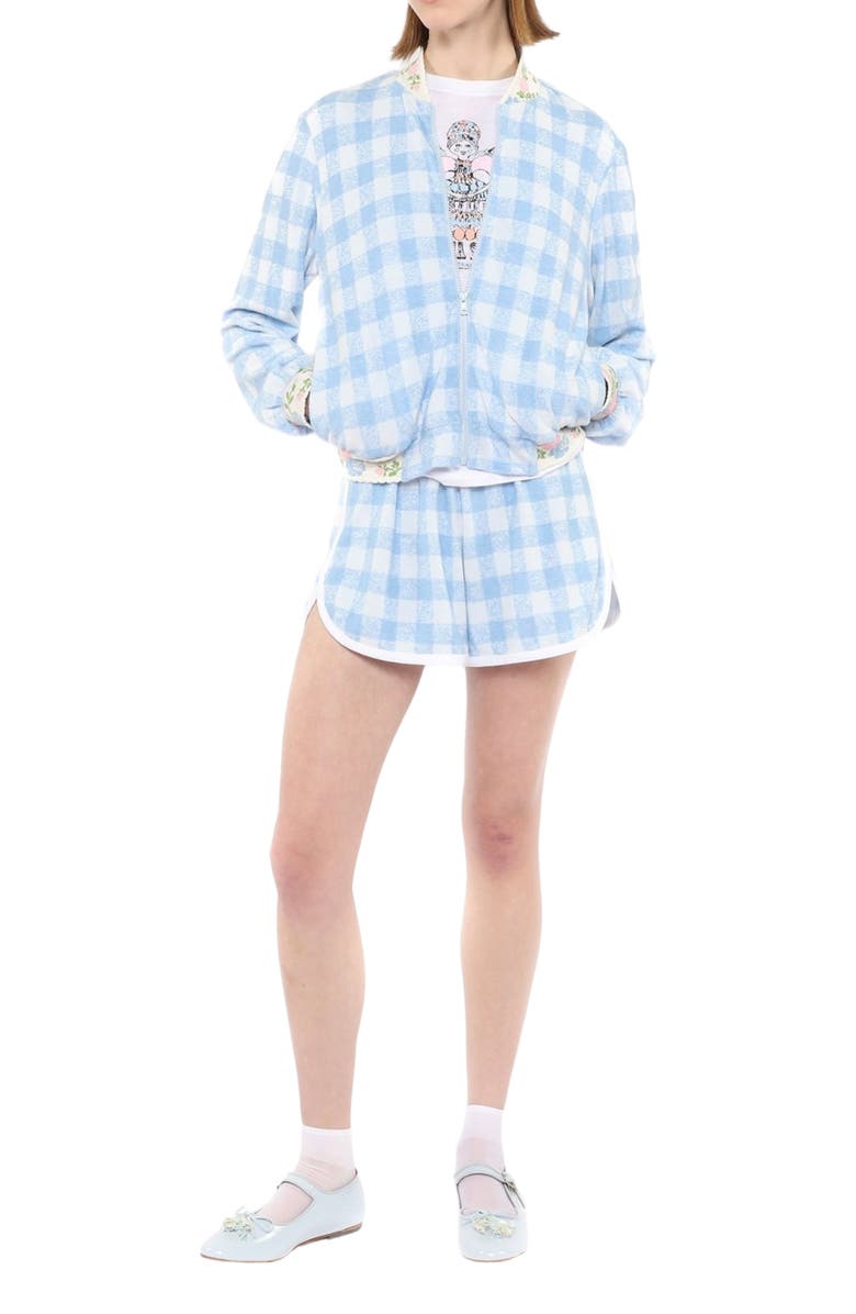 Anna Sui Gingham Terry Shorts, Alternate, color, Baby Blue