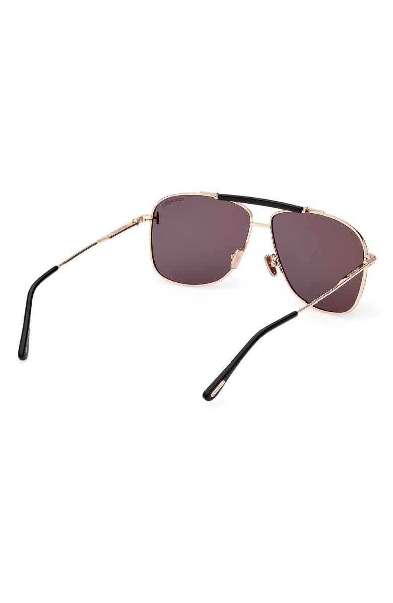 TOM FORD Jaden 60mm Polarized Navigator Sunglasses, Alternate, color, Shiny Rose Gold Black / Smoke