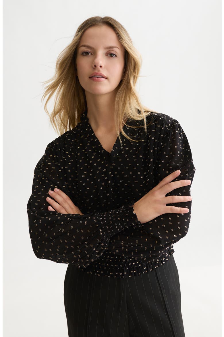 Fil Coupé Smocked Top, Alternate, color, METEORITE