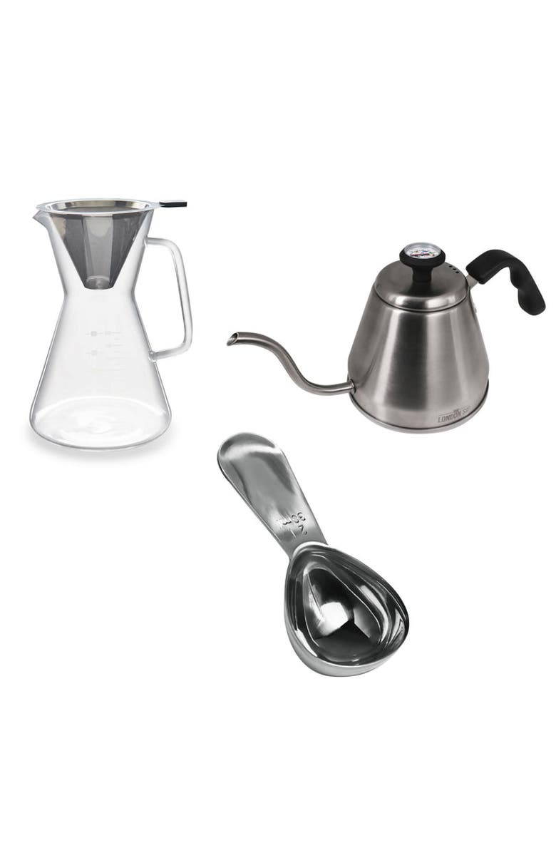 London Sip Pour Over Coffee Bundle, Main, color, Metallic Silver