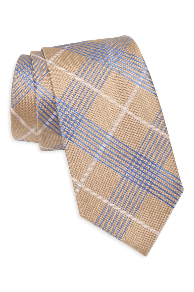 Hayden Plaid Tie, Main, color, TAUPE