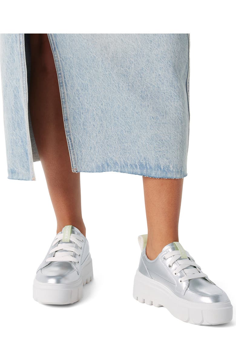 SOREL Caribou X Waterproof Platform Sneaker, Alternate, color, Sea Salt/ Luminous Lime