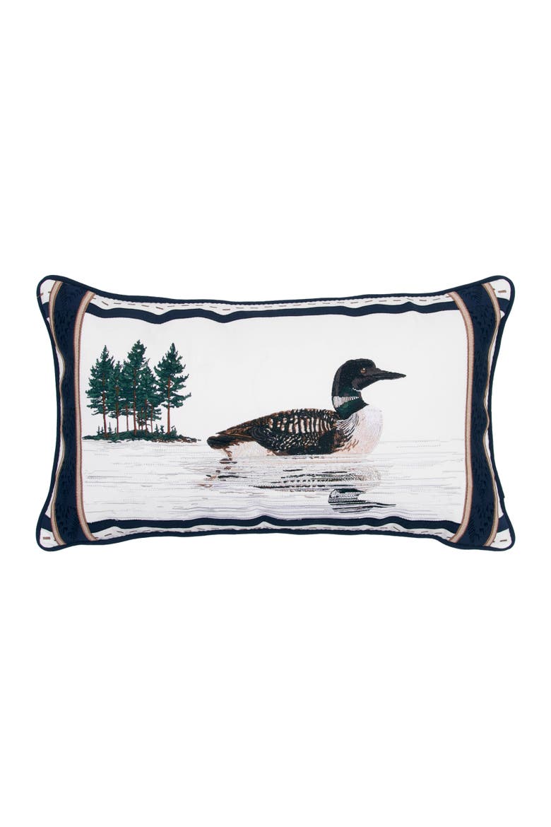 Lakeside Loon Lumbar Mini Lumbar Accent Pillow 12" x 21", Main, color, Blue