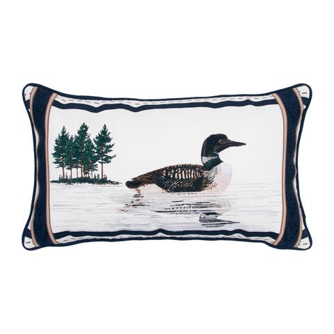 Lakeside Loon Lumbar Mini Lumbar Accent Pillow 12" x 21"