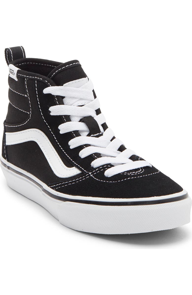 Vans Kids' Ashwood Hi Decon Sneaker, Main, color, Suede/Canvas Black/White