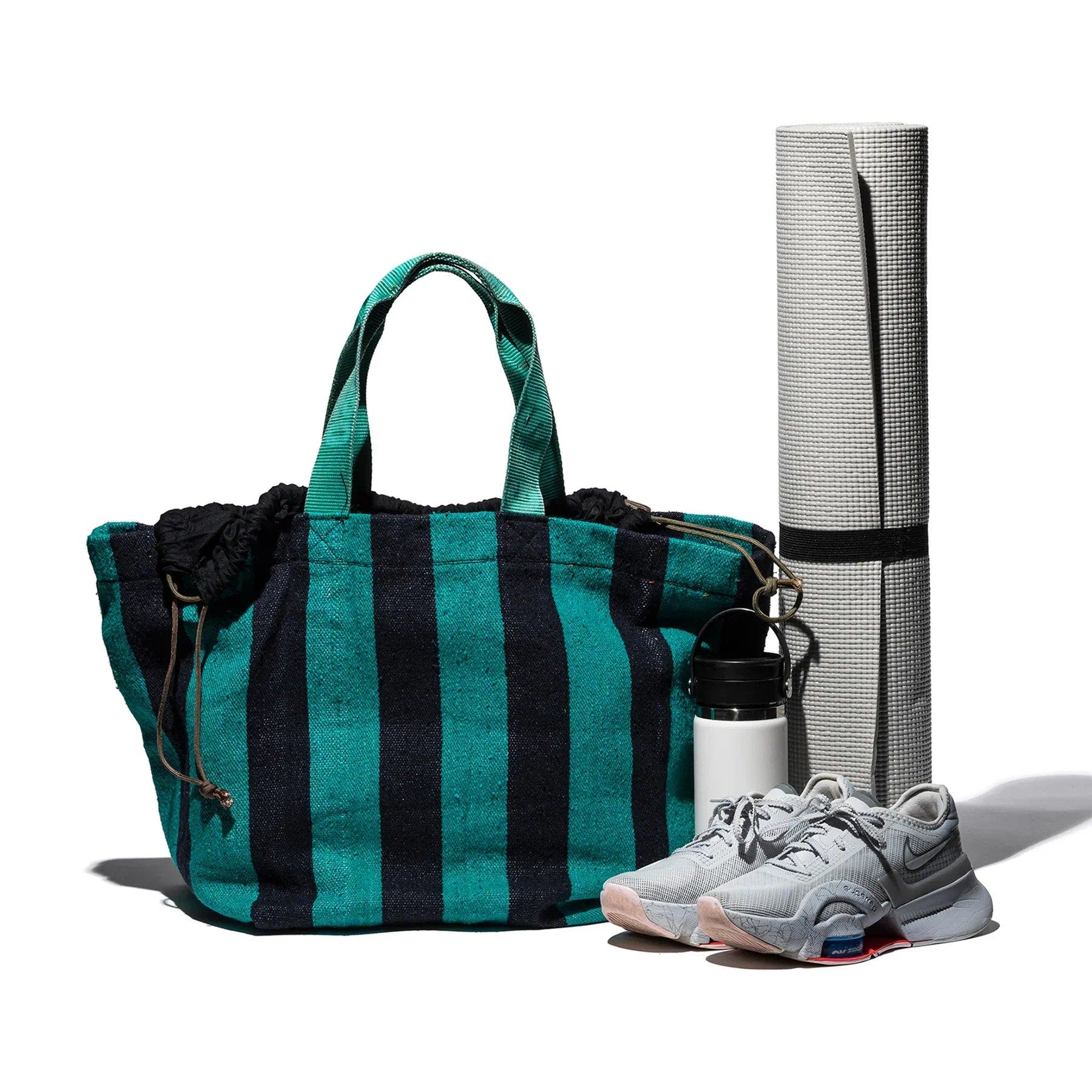 Rug Bag, Alternate, color, Turquoise x Navy Blue