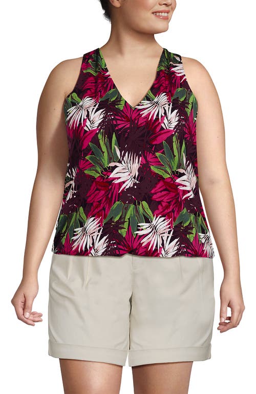 Lands' End Plus Size Lightweight Jersey Blouson Vneck Tank