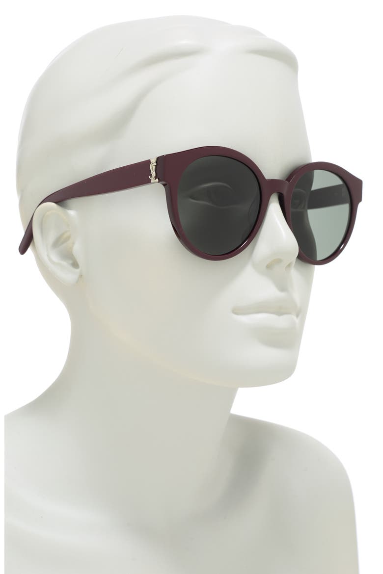 54mm Round Sunglasses, Alternate, color, BURGUNDY GREY/GRY