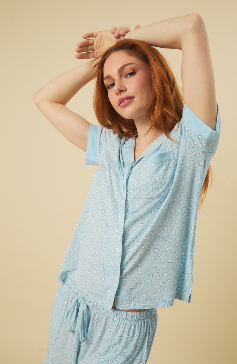 Kate Spade New York print short pajamas, Alternate, color, Blue/ Heart