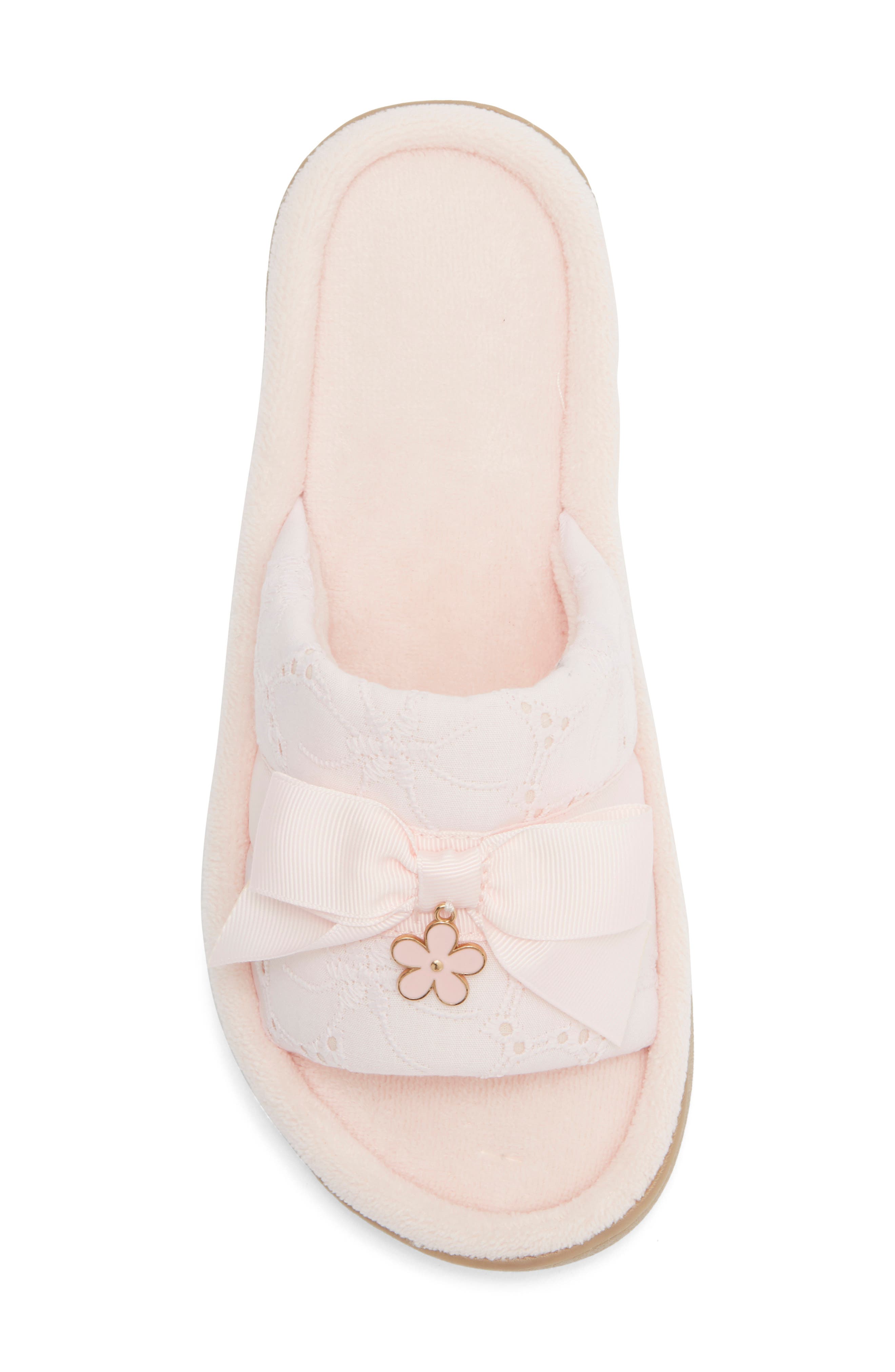 Lace Crochet Bow Slipper, Alternate, color, PINK